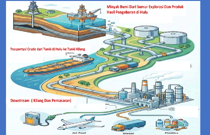 crude oil jadi produk dan dikirim ke konsumen